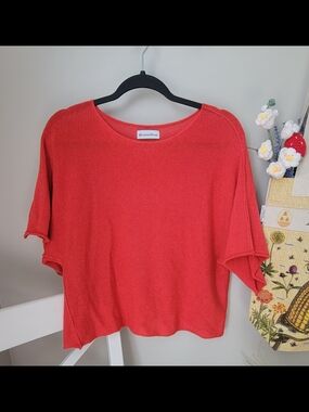Women's Red Knit Tunic Top Size OS